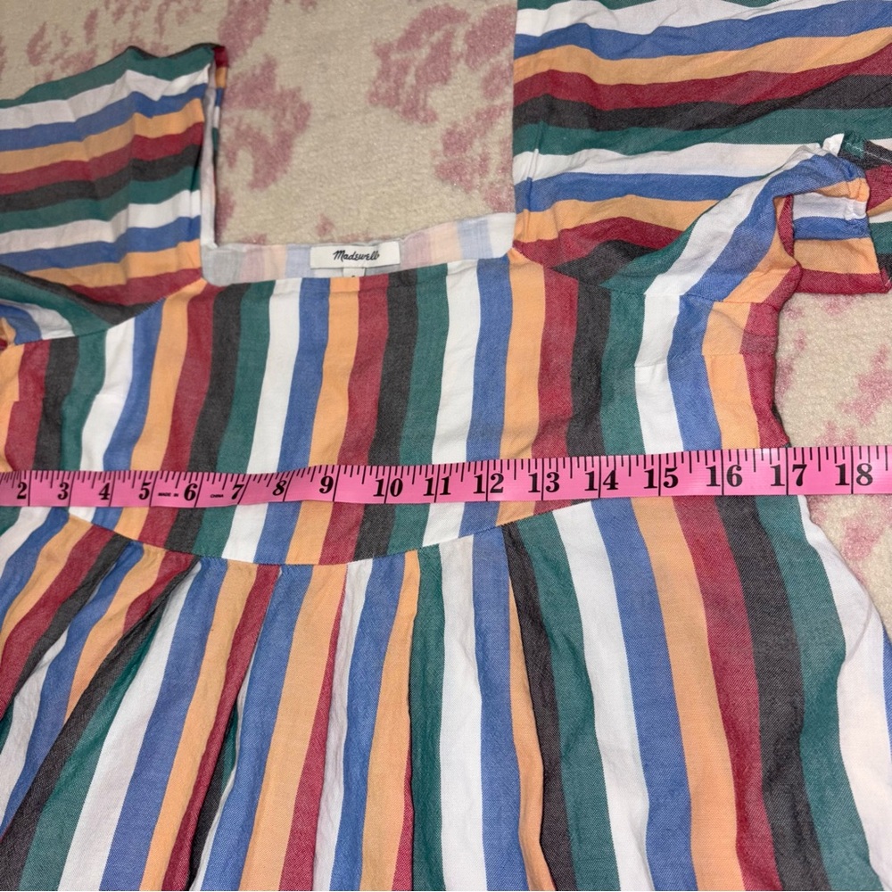 Madewell Multicolor Festival Stripe Square-Neck Mini Dress Women’s S - Picture 4 of 10